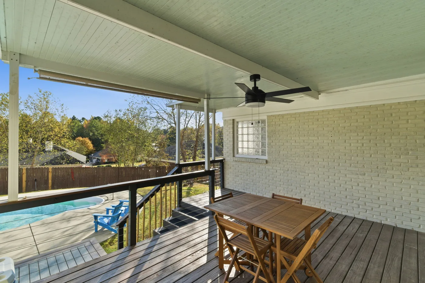 Covered outdoor dining deck